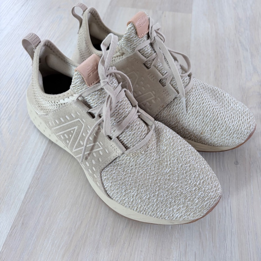 New Balance Fresh Foam Cruz v2 Knit Beige Tan Mens Sneaker Size 9 Wide